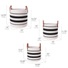 Boho Black and White Striped Woven Cotton Rope Basket Set of 3